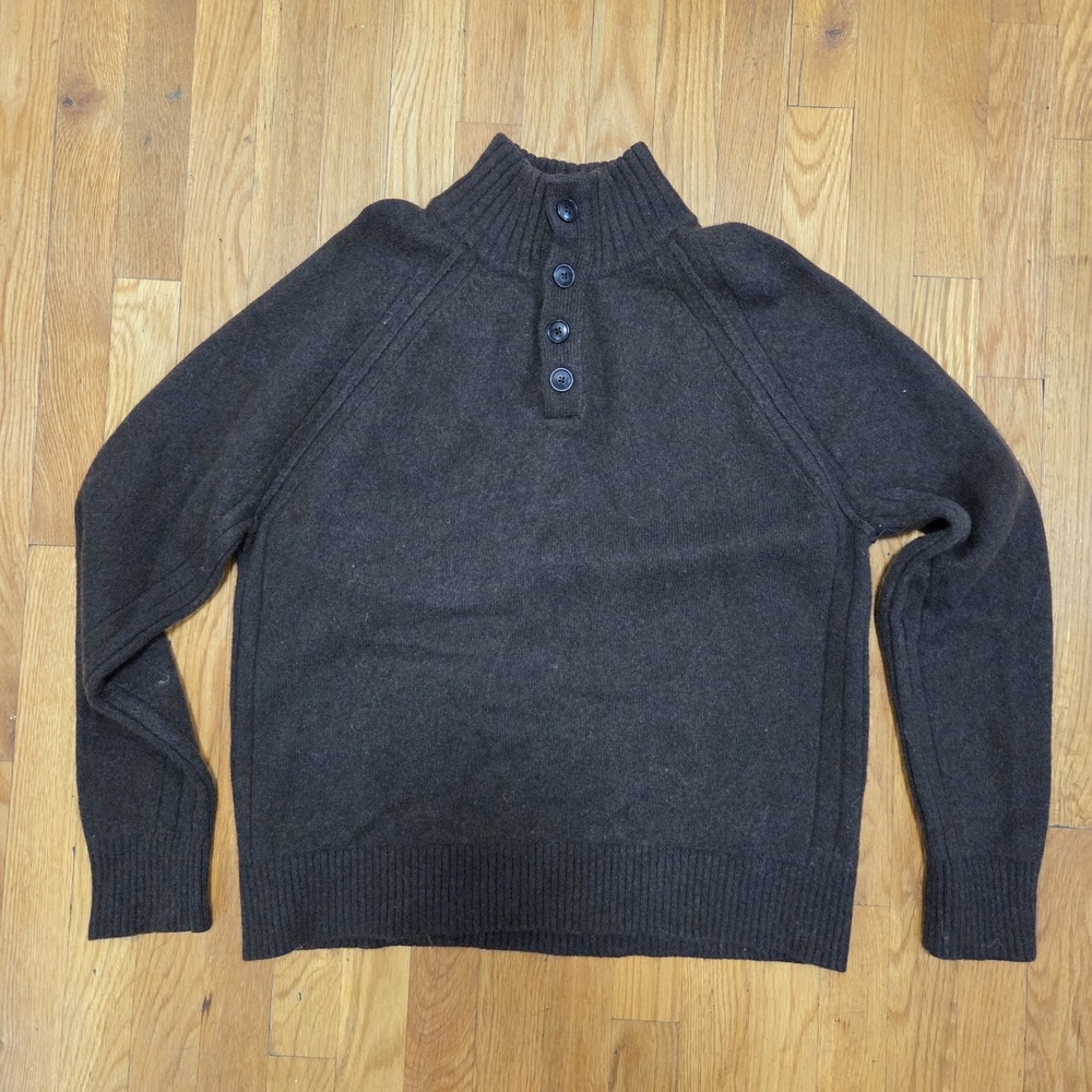 Banana Republic Mens Preppy Fireplace Wool Pullover Sweater Deep Brown Large
